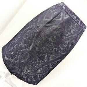 WORTH! ORNATE FLOURISH PURPLE, BLACK LACY SILVER SHIMMER PENCIL CUT SKIRT! SZ 10